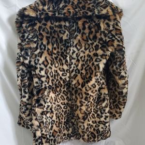 Faux fur leopard print coat